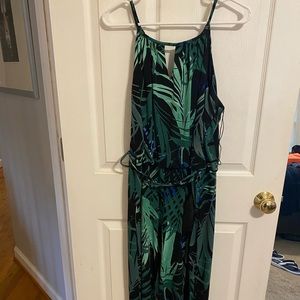 London Times halter neck jungle print romper